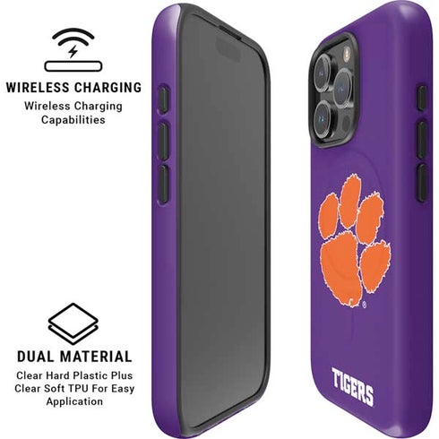 Clemson University Tiger Print Purple iPhone 16 Pro Magsafe Impact Case