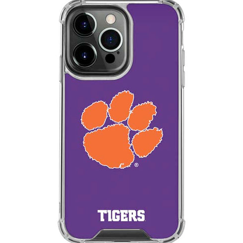 Clemson University Tiger Print Purple iPhone 16 Pro Max Clear Case