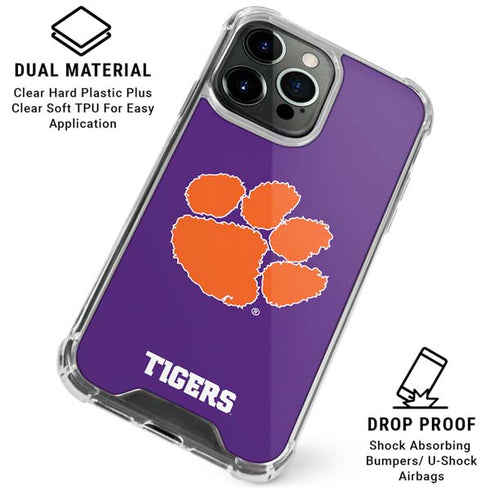 Clemson University Tiger Print Purple iPhone 16 Pro Max Clear Case