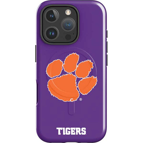 Clemson University Tiger Print Purple iPhone 16 Pro Max Magsafe Impact Case