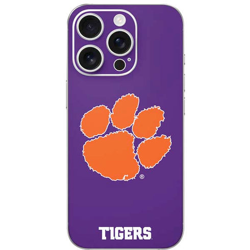 Clemson University Tiger Print Purple iPhone 16 Pro Skin