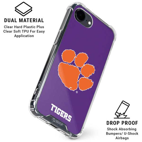 Clemson University Tiger Print Purple iPhone 16e Clear Case