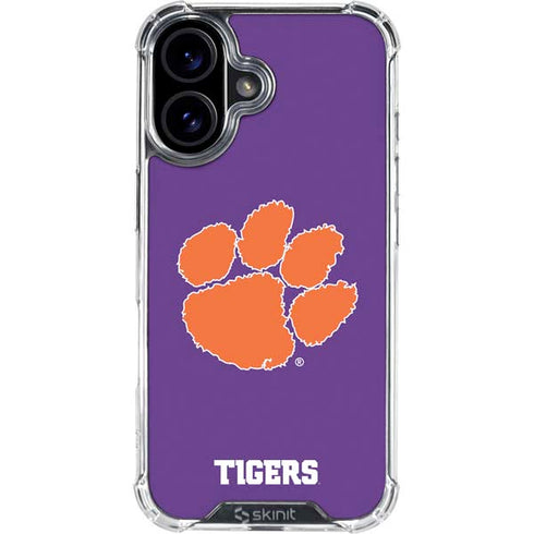 Clemson University Tiger Print Purple iPhone 17 Clear Case