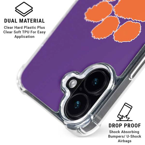 Clemson University Tiger Print Purple iPhone 17 Clear Case