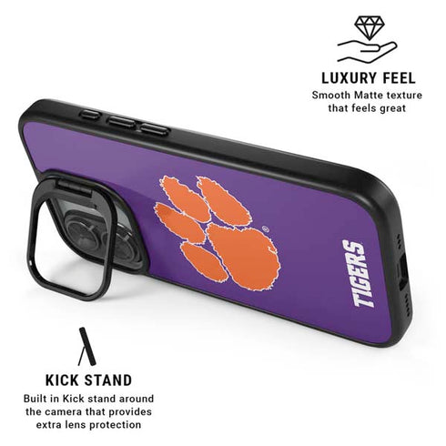 Clemson University Tiger Print Purple iPhone 17 Kickstand Case