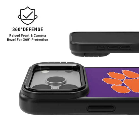 Clemson University Tiger Print Purple iPhone 17 Pro Kickstand Case
