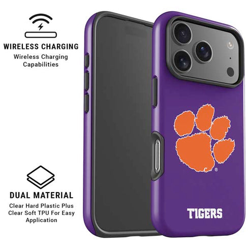 Clemson University Tiger Print Purple iPhone 17 Pro Magsafe Impact Case