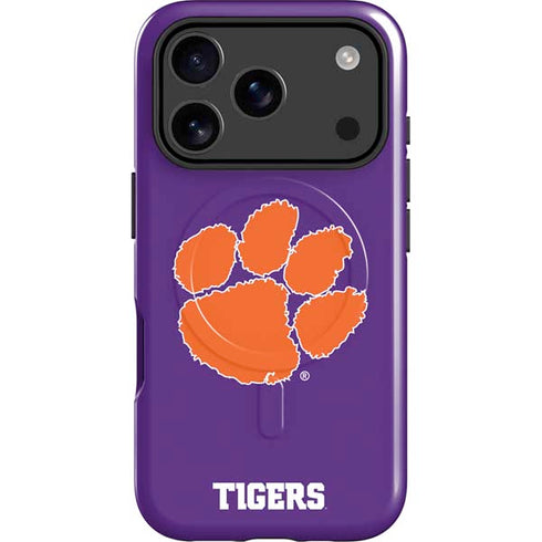Clemson University Tiger Print Purple iPhone 17 Pro Max Magsafe Impact Case