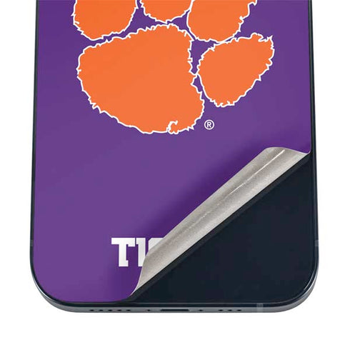 Clemson University Tiger Print Purple iPhone 17 Skin