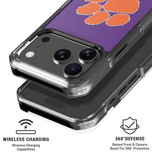 Clemson University Tiger Print Purple iPhone 18 Pro Clear Case
