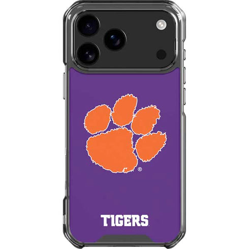 Clemson University Tiger Print Purple iPhone 18 Pro Max Clear Case
