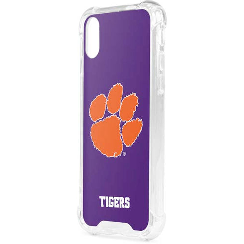 Clemson University Tiger Print Purple iPhone XS Clear Case