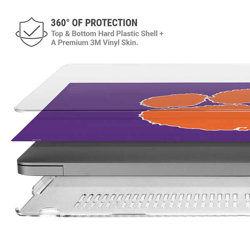 Clemson University Tiger Print Purple MacBook Pro 14in (2021-24) Case plus Skin