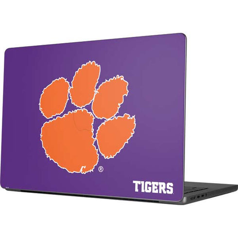 Clemson University Tiger Print Purple Apple MacBook Pro 14-inch Skin