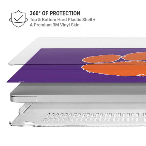 Clemson University Tiger Print Purple MacBook Pro 16in (2019-20) Case plus Skin