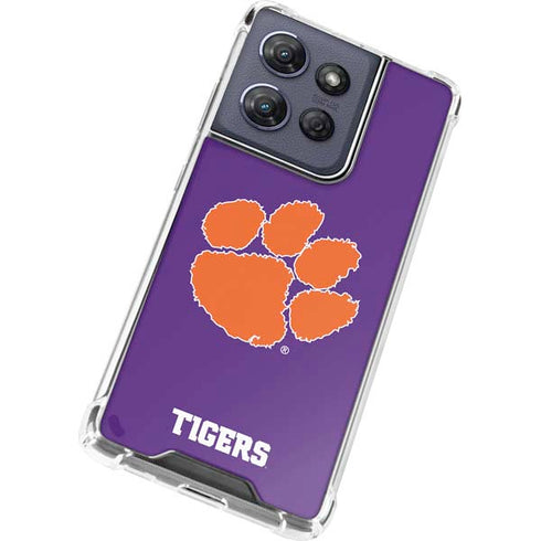 Clemson University Tiger Print Purple Moto G Play 5G (2025) Clear Case