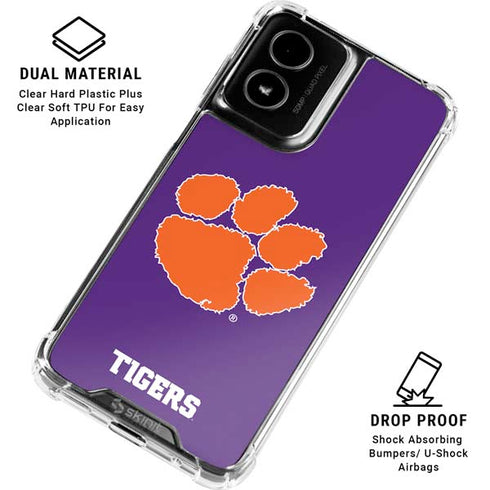 Clemson University Tiger Print Purple Moto G Power 5G (2024) Clear Case