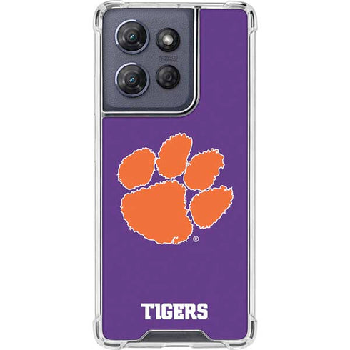 Clemson University Tiger Print Purple Moto G Power 5G (2025) Clear Case
