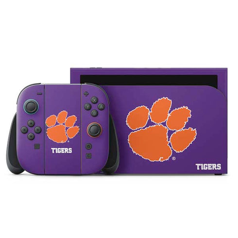 Clemson University Tiger Print Purple Nintendo Switch 2 (2025) with Joy-Con Skin