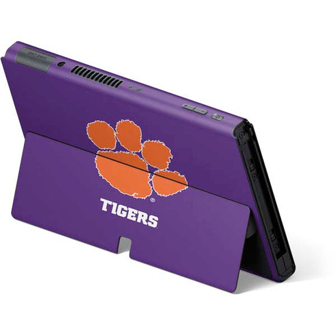 Clemson University Tiger Print Purple Nintendo Switch OLED (2021) Skin