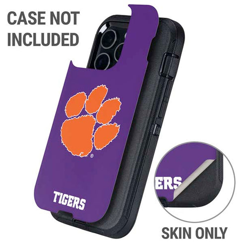 Clemson University Tiger Print Purple Otterbox Defender iPhone Skin