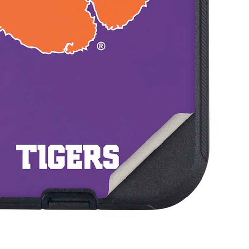 Clemson University Tiger Print Purple Otterbox Defender iPhone Skin