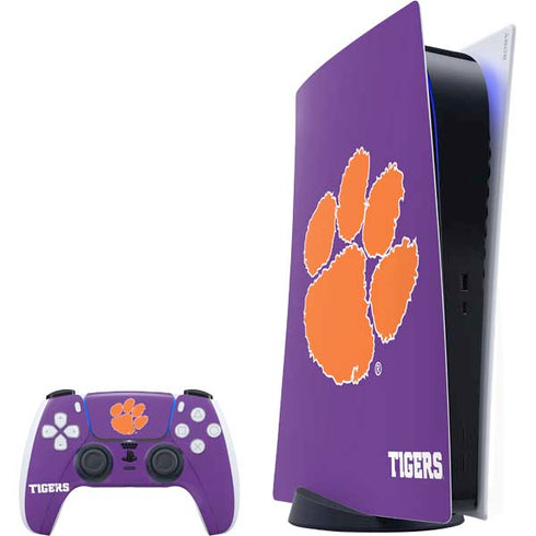 Clemson University Tiger Print Purple PlayStation PS5 Skins