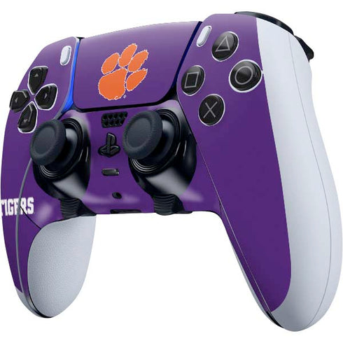 Clemson University Tiger Print Purple PS5 DualSense Edge Pro Controller Skin