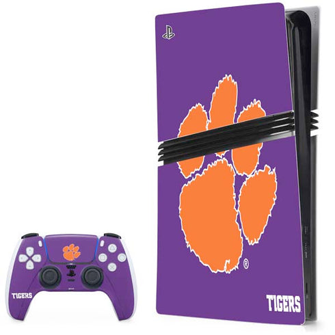 Clemson University Tiger Print Purple PlayStation PS5 Skins