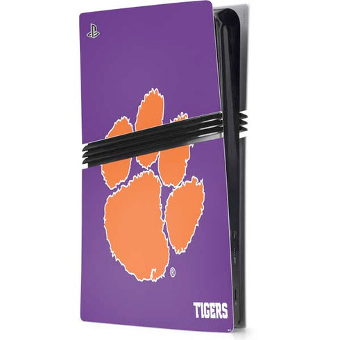 Clemson University Tiger Print Purple PS5 Pro Console Skin