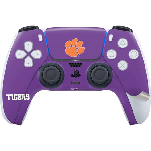 Clemson University Tiger Print Purple PS5 Pro Disk Bundle Skin