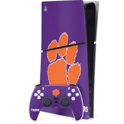 Clemson University Tiger Print Purple PlayStation PS5 Skins
