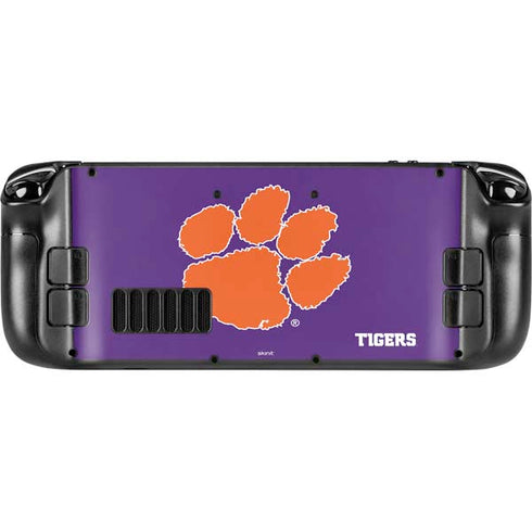 Clemson University Tiger Print Purple Steam Deck Handheld Gaming Computer Skin
