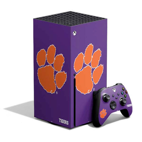 Clemson University Tiger Print Purple Xbox Series X Bundle Skin