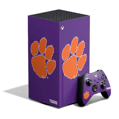 Clemson University Tiger Print Purple XBox Series X Digital Edition Bundle Skin