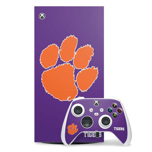 Clemson University Tiger Print Purple Xbox Series X Skins