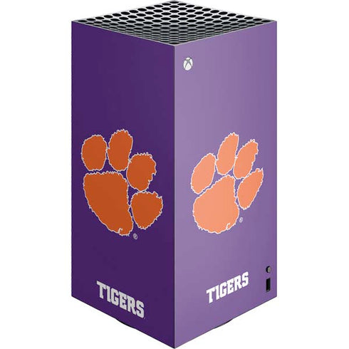 Clemson University Tiger Print Purple XBox Series X Digital Edition Console Skin