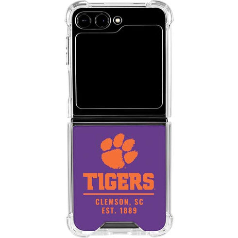 Clemson University Tigers Est 1889 Galaxy Z Flip6 Clear Case