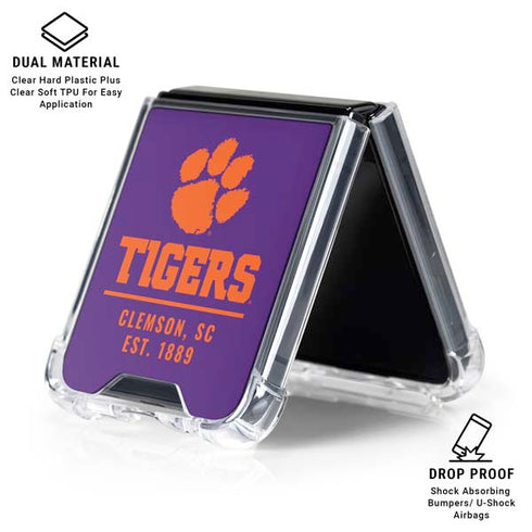 Clemson University Tigers Est 1889 Galaxy Z Flip6 Clear Case