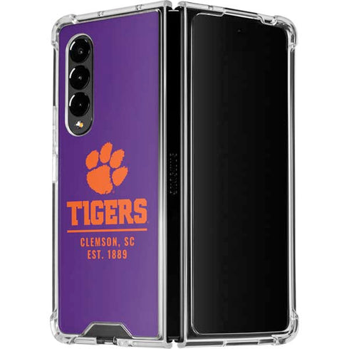 Clemson University Tigers Est 1889 Galaxy Z Fold4 5G Clear Case