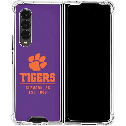 Clemson University Tigers Est 1889 Galaxy Z Fold4 5G Clear Case