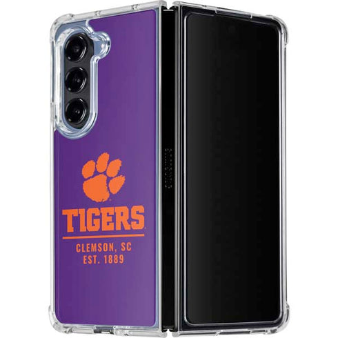 Clemson University Tigers Est 1889 Galaxy Z Fold5 5G Clear Case