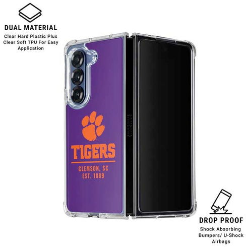 Clemson University Tigers Est 1889 Galaxy Z Fold6 Clear Case