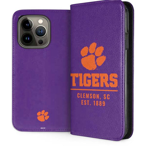 Clemson University Tigers Est 1889 iPhone 14 Pro Folio Case