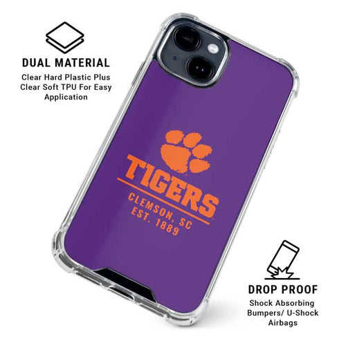 Clemson University Tigers Est 1889 iPhone 15 Clear Case