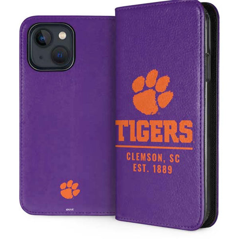 Clemson University Tigers Est 1889 iPhone 15 Plus Folio Case
