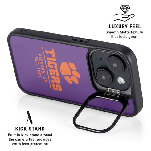Clemson University Tigers Est 1889 iPhone 15 Plus Kickstand Case