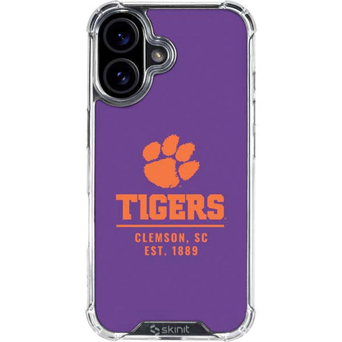 Clemson University Tigers Est 1889 iPhone 16 Plus Clear Case
