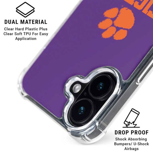 Clemson University Tigers Est 1889 iPhone 16 Plus Clear Case