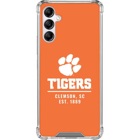Clemson University Tigers Est 1889 Orange Galaxy A14 5G Clear Case